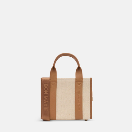 Mini Bon Vivant Structured Tote - Jute/Leather - Tan