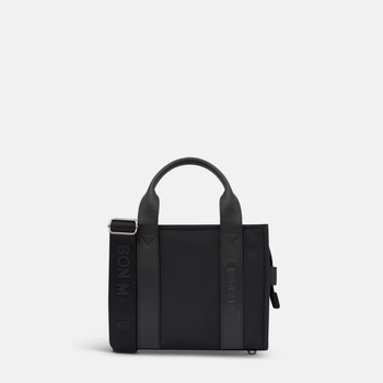 Micro Structured Tote Bag in nylon with leather -- Black