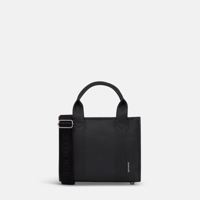 Micro Structured Tote Bag in coated canvas - Black