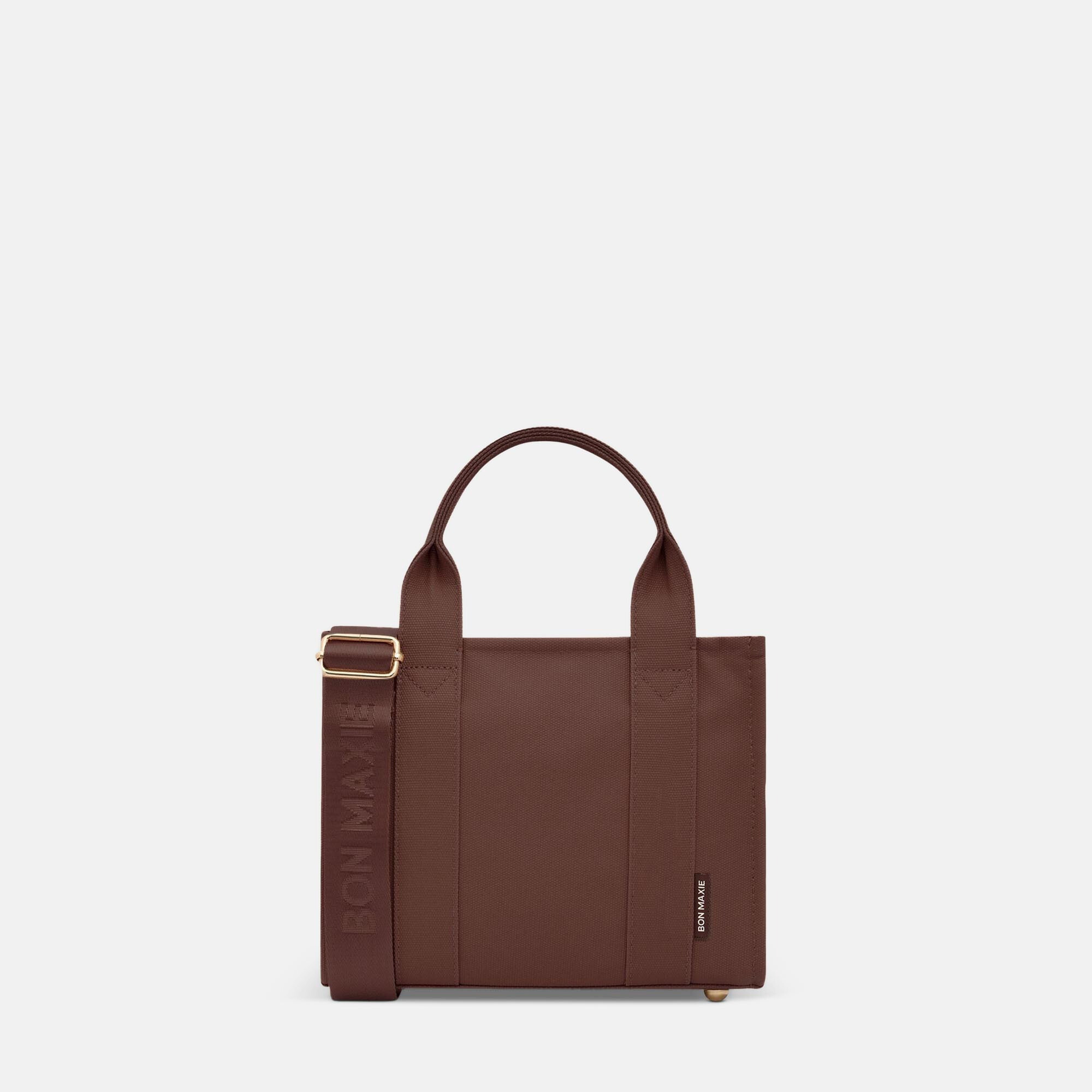 Micro Structured Tote Bag in signature coated canvas -- Chocolate