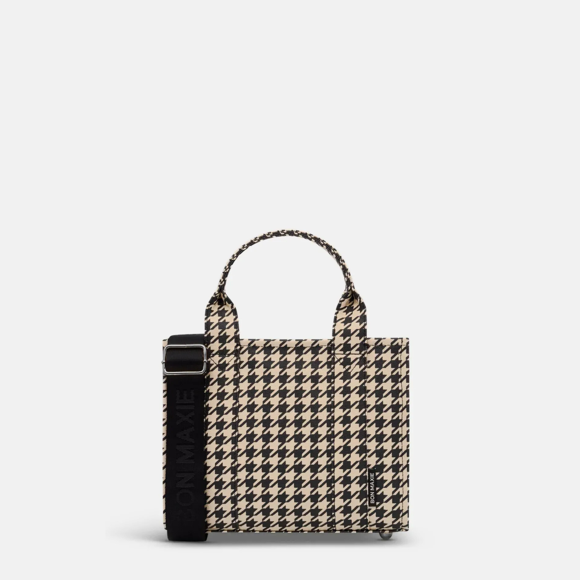 Micro Structured Tote Bag in coated canvas - Houndstooth