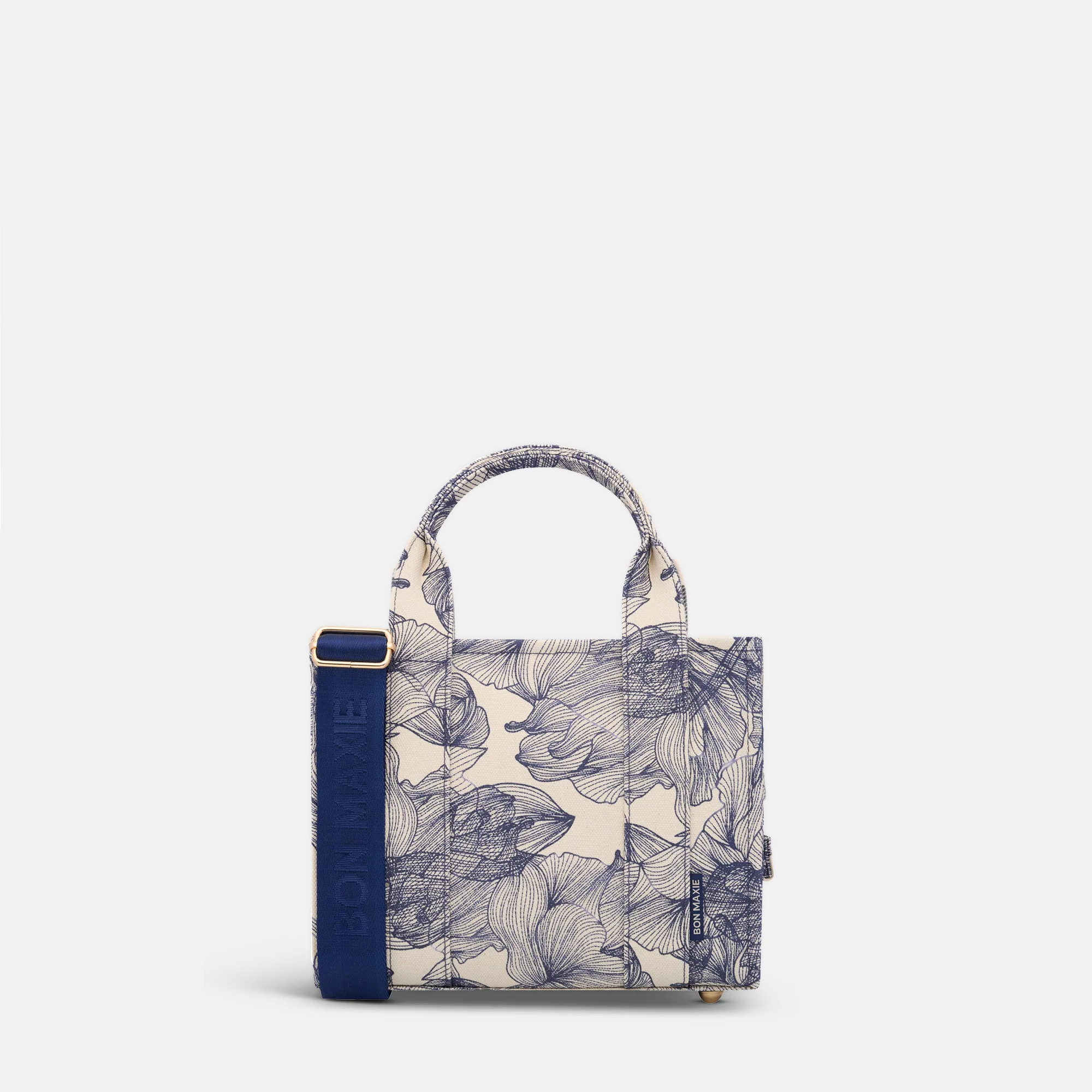Micro Structured Tote Bag in signature coated canvas -- Navy Floral