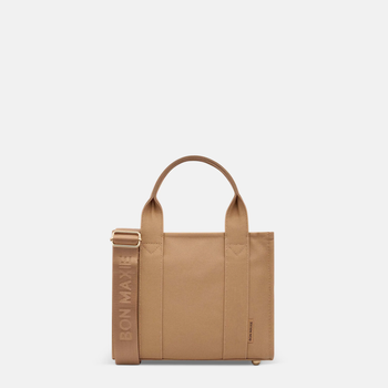 Micro Structured Tote Bag in signature coated canvas - Tan
