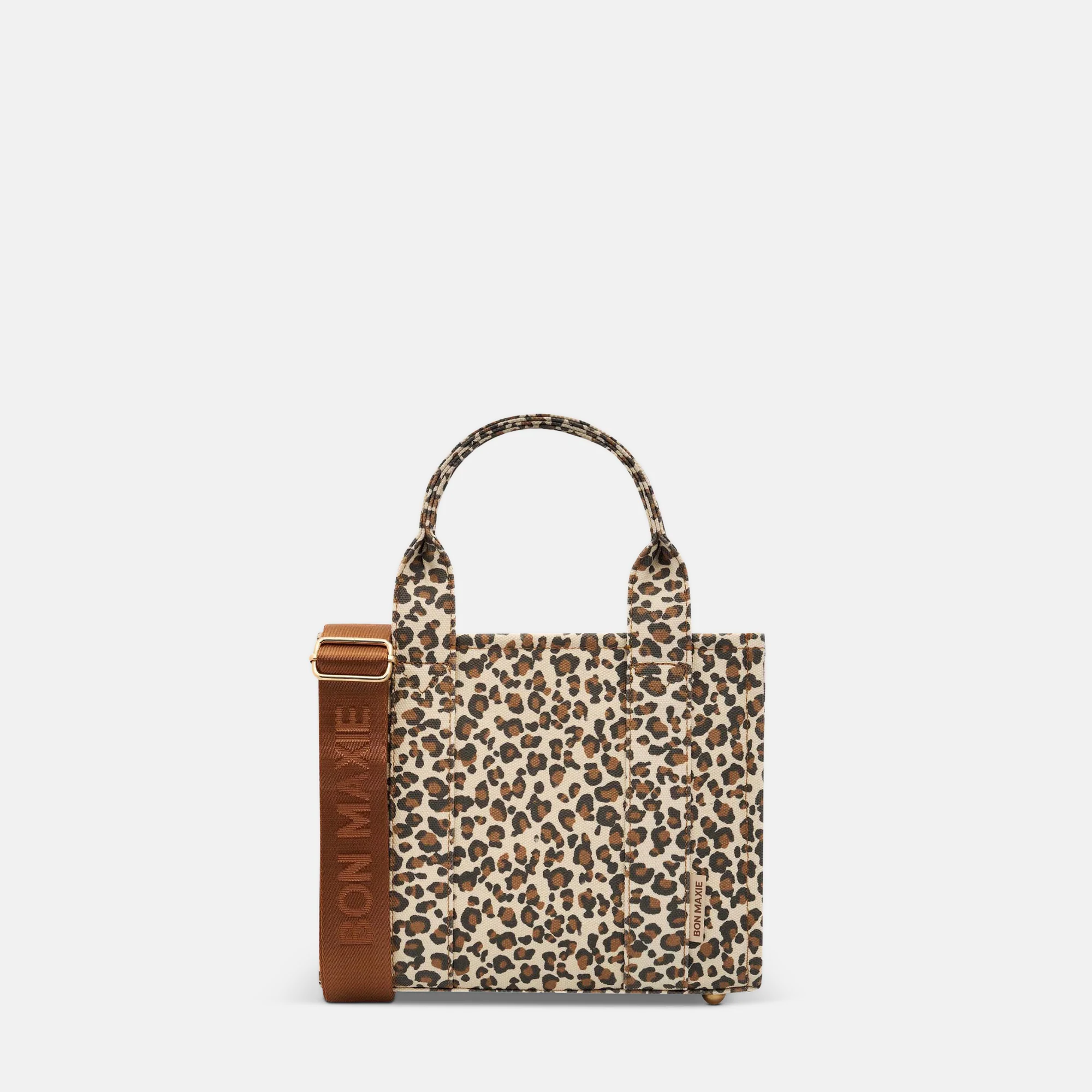 Micro Structured Tote Bag in signature coated canvas -- Tan/Leopard