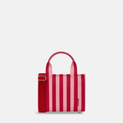 Micro Structured Tote Bag in coated canvas - Pink/Red Stripe