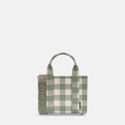 Micro Structured Tote Bag in coated canvas - Sage Gingham