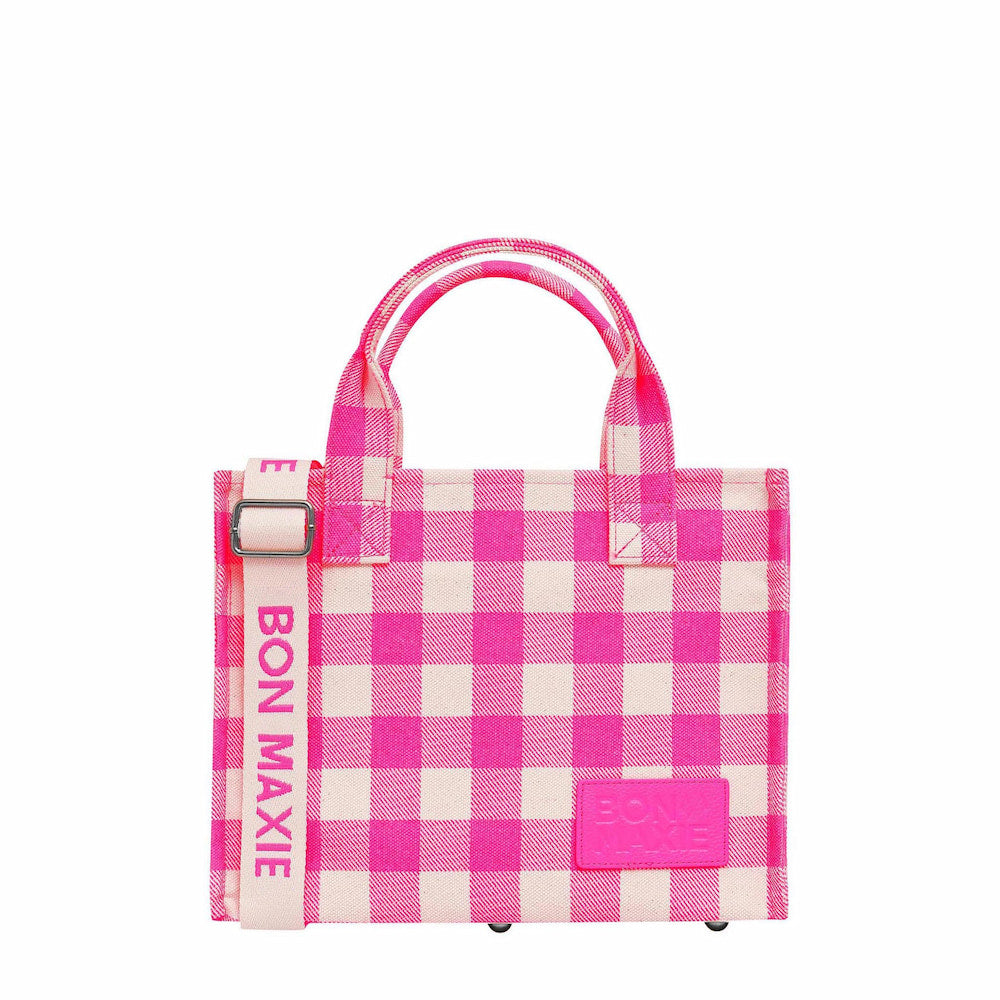 Mini Bon Vivant Tote Bag - Neon Pink Gingham