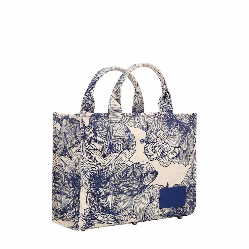 Mini Bon Vivant Tote Bag - Navy Floral