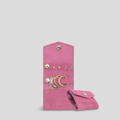 Mini Jewellery Case in microsuede -- Dark Pink
