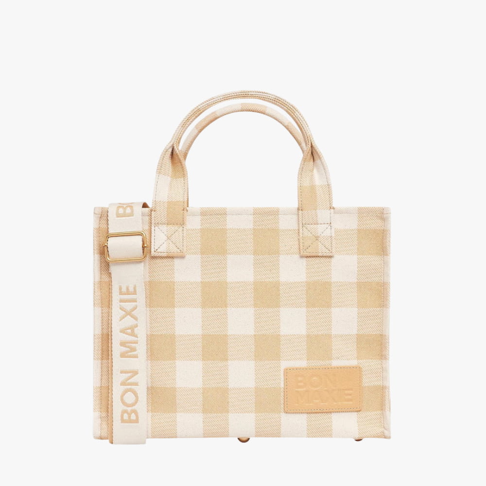 Mini Bon Vivant Structured Tote Bag - Almond Gingham Bags