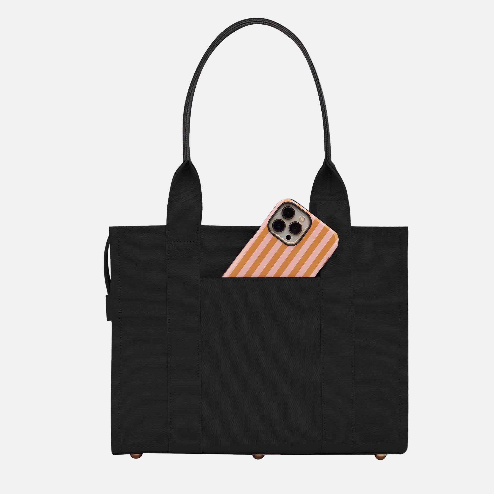 The Medium Bon Vivant Structured Tote -- Black (shoulder straps)