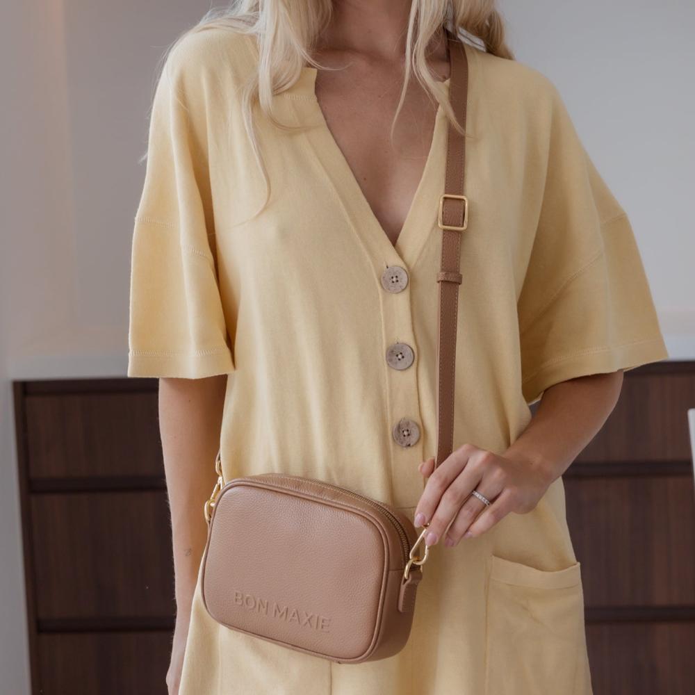 Mini Sidekick Wallet Crossbody Bag - Tan Crossbody Wallets Brushed Gold