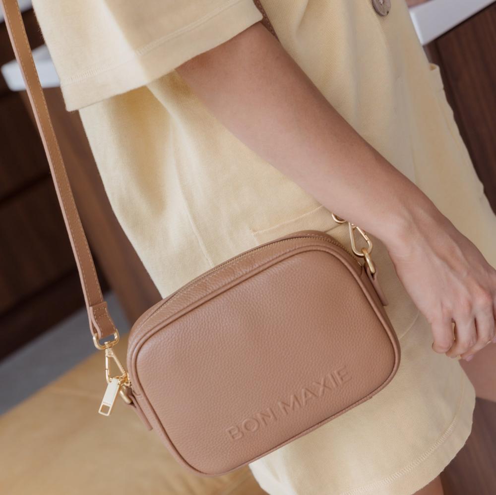 Mini Sidekick Wallet Crossbody Bag - Tan Crossbody Wallets Brushed Gold