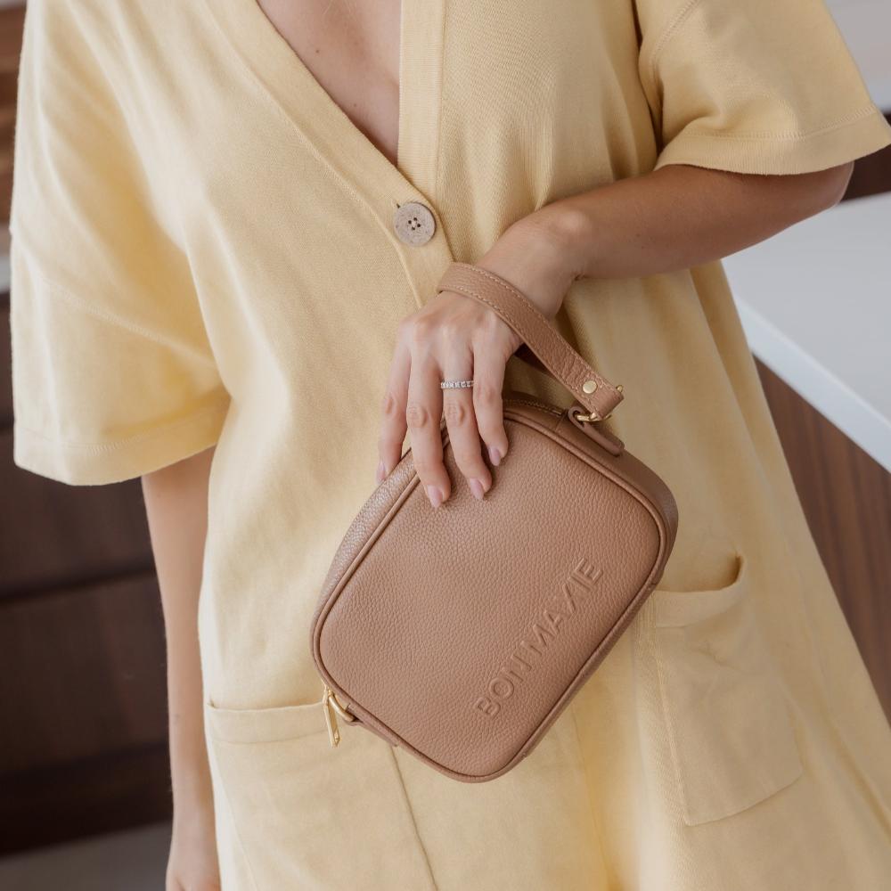 Mini Sidekick Wallet Crossbody Bag - Tan Crossbody Wallets Brushed Gold