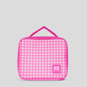Montii Medium Insulated Lunch Bag -- Neon Pink Gingham