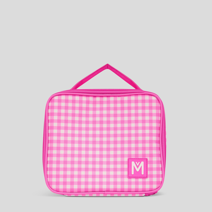 Insulated Lunch Bag Medium -- Montii Neon Pink Gingham