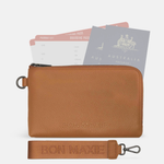 Multi-Pocket Travel Wallet - Tan Pebbled Leather