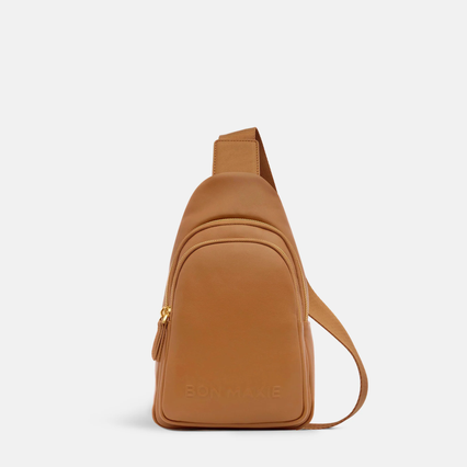 Multi-Wear Crossbody Sling Bag in smooth nappa leather - Tan