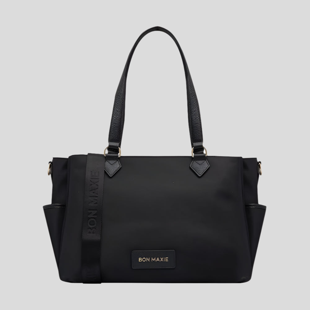 Carryall Tote + Pouch - Black Nylon Bags Gold