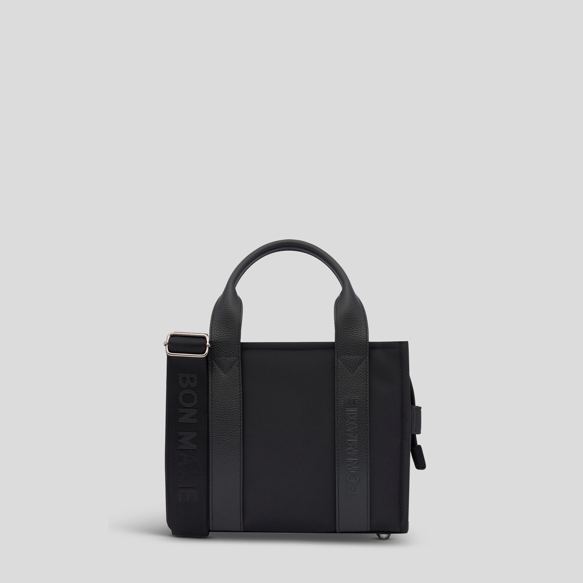 Micro Structured Tote Bag- Black (Leather/Nylon)