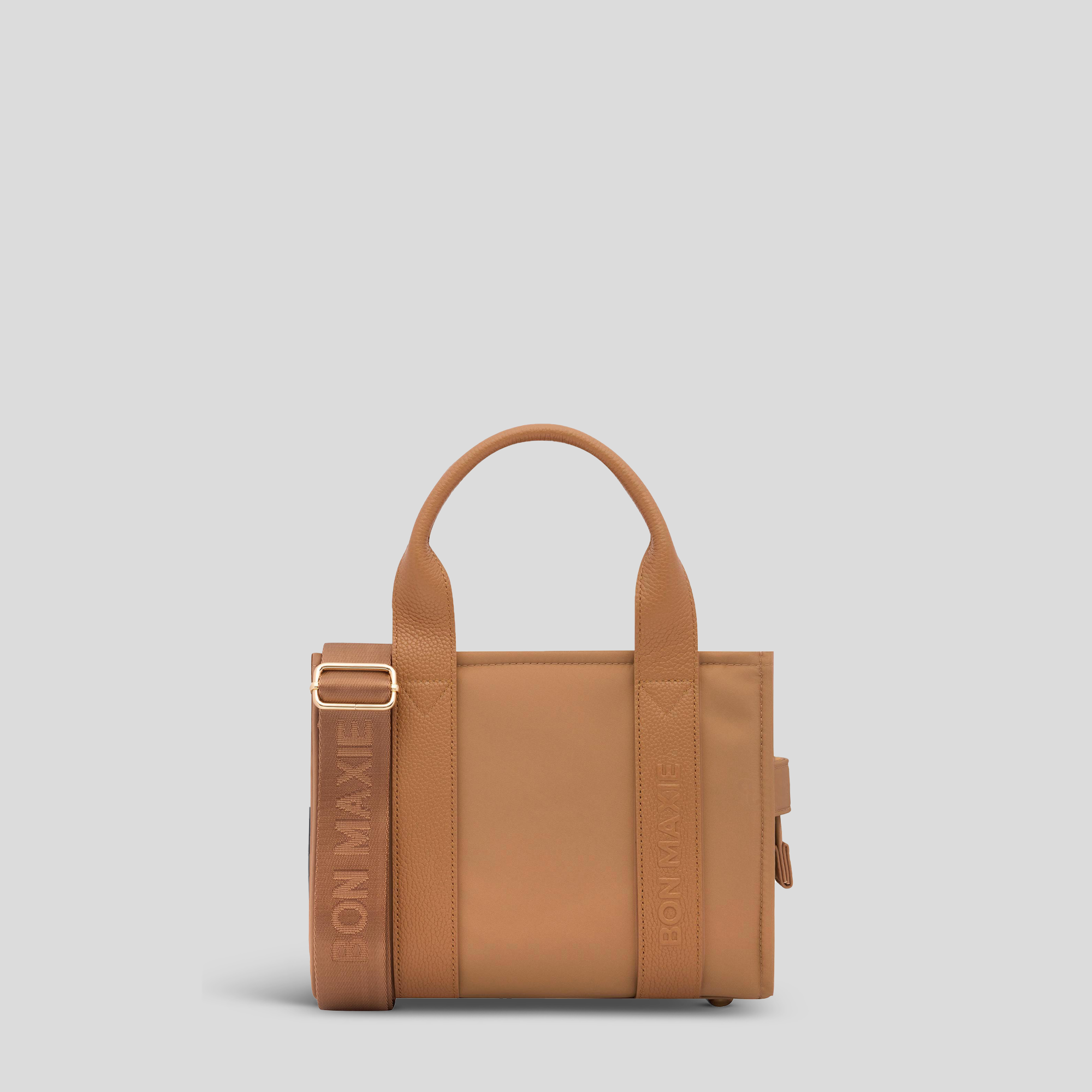 Micro Structured Tote Bag - Tan (Leather/Nylon)