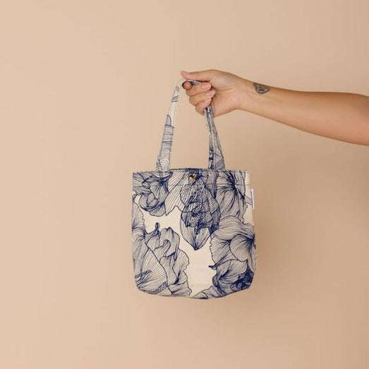 Mini Bonnie Tote Bag - Navy Floral