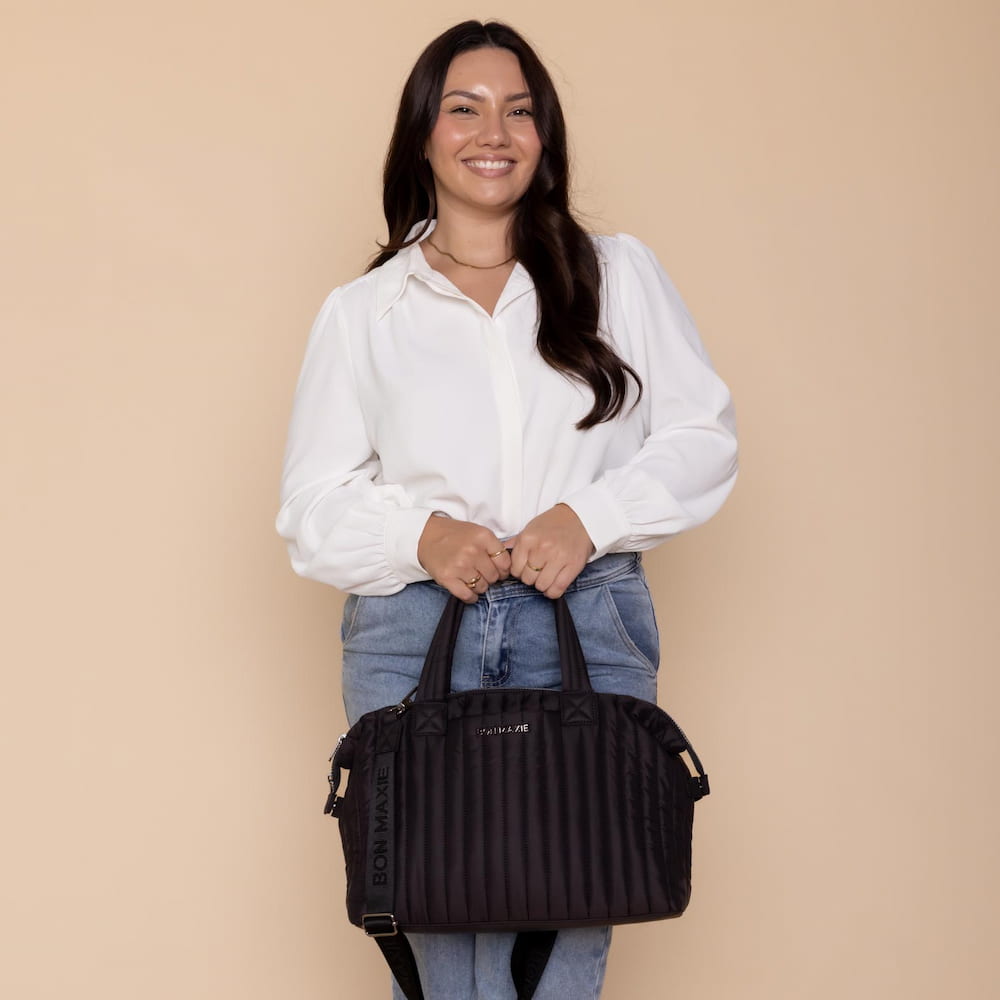 Large Puffy Pillow Crossbody Bag - Black Bags Gold