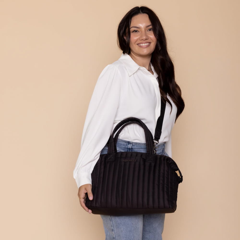 Large Puffy Pillow Crossbody Bag - Black Bags Gold