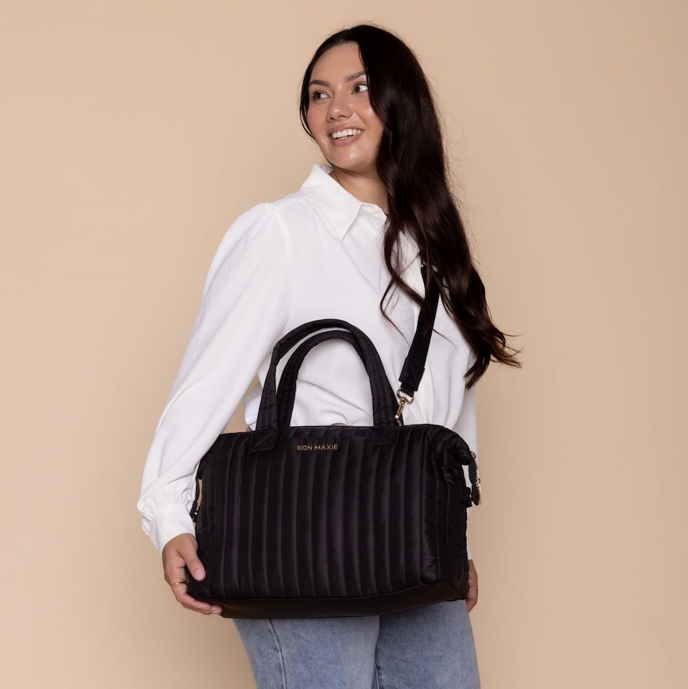 Large Puffy Pillow Crossbody Bag - Black Bags Gunmetal