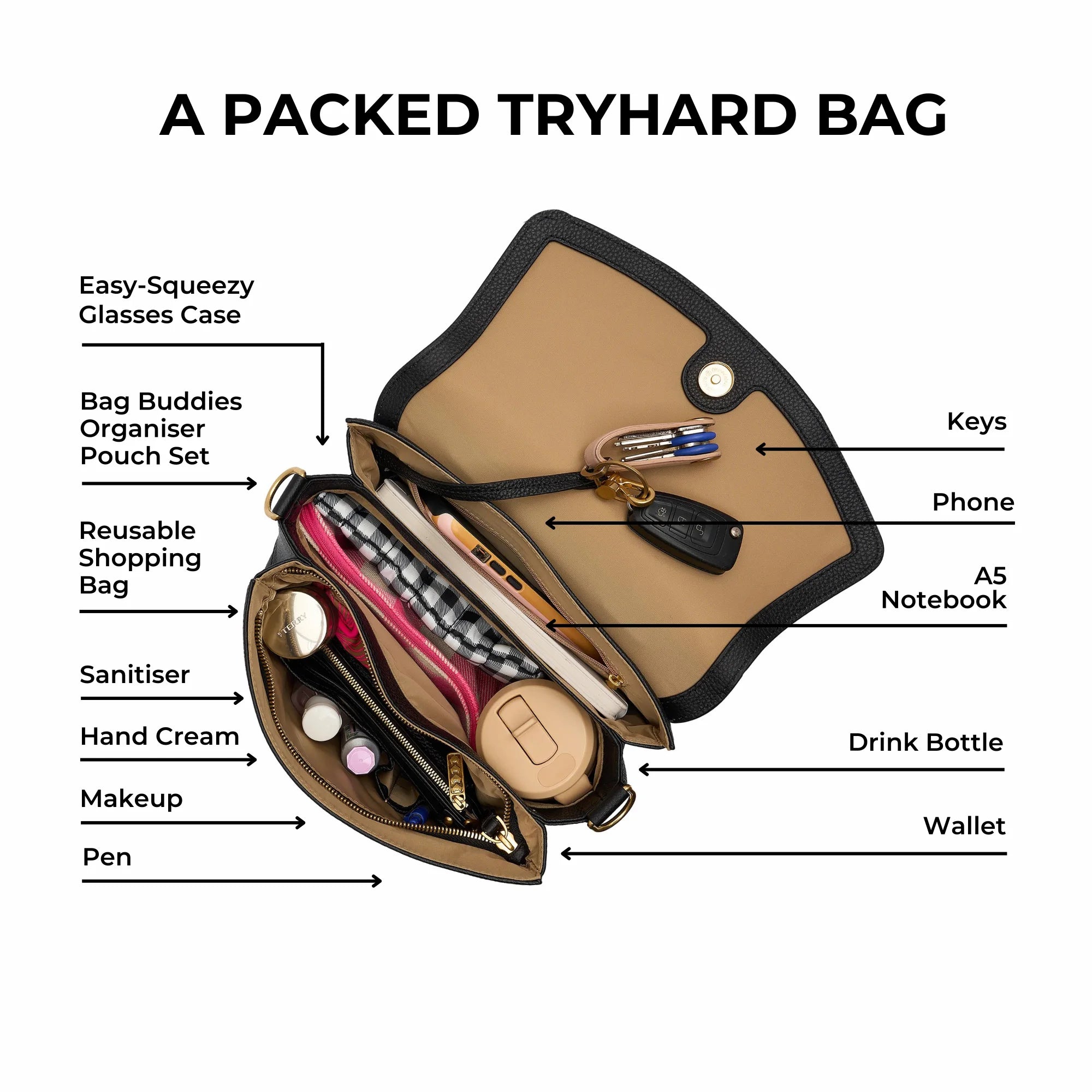 Tryhard Top Handle Bag - Fuchsia Bags Brushed Gold