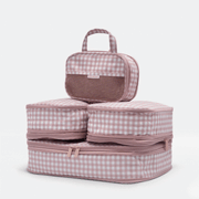 Space-Saving Compression Packing Cube Set of 4 - Milk Tea Gingham