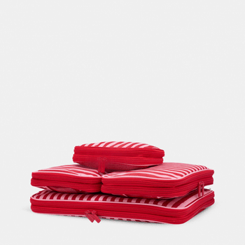 Space-Saving Compression Packing Cube Set - Pink/Red Stripe