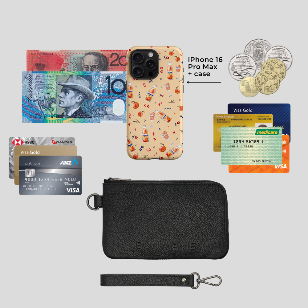 Leather Phone Wallet Pouch -- Black