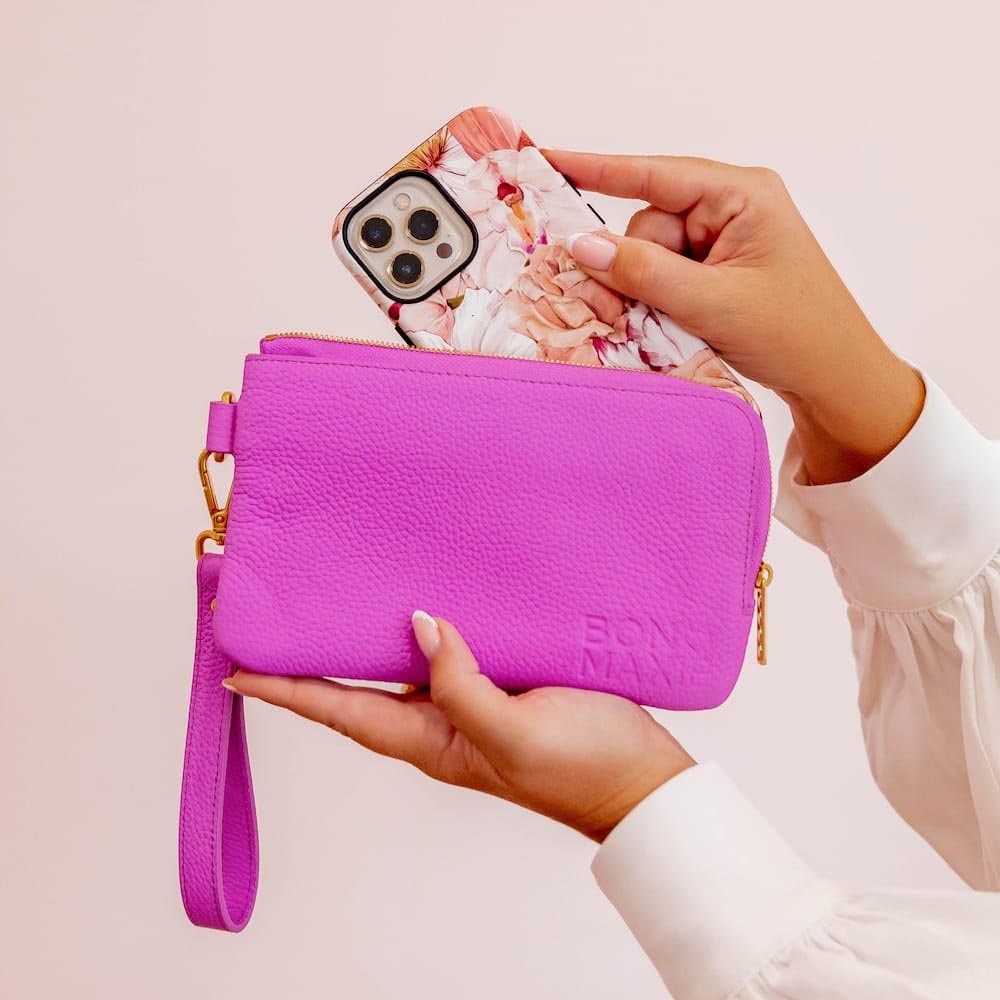 Phone Wallet Pouch - Fuchsia Wallets FUCHSIA BRUSHED GOLD