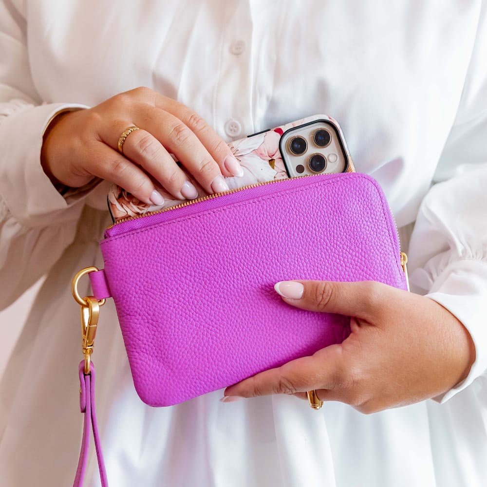 Phone Wallet Pouch - Fuchsia Wallets FUCHSIA BRUSHED GOLD