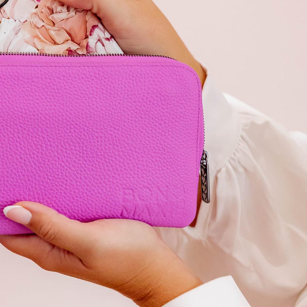 Phone Wallet Pouch - Fuchsia Wallets FUCHSIA BRUSHED GUNMETAL