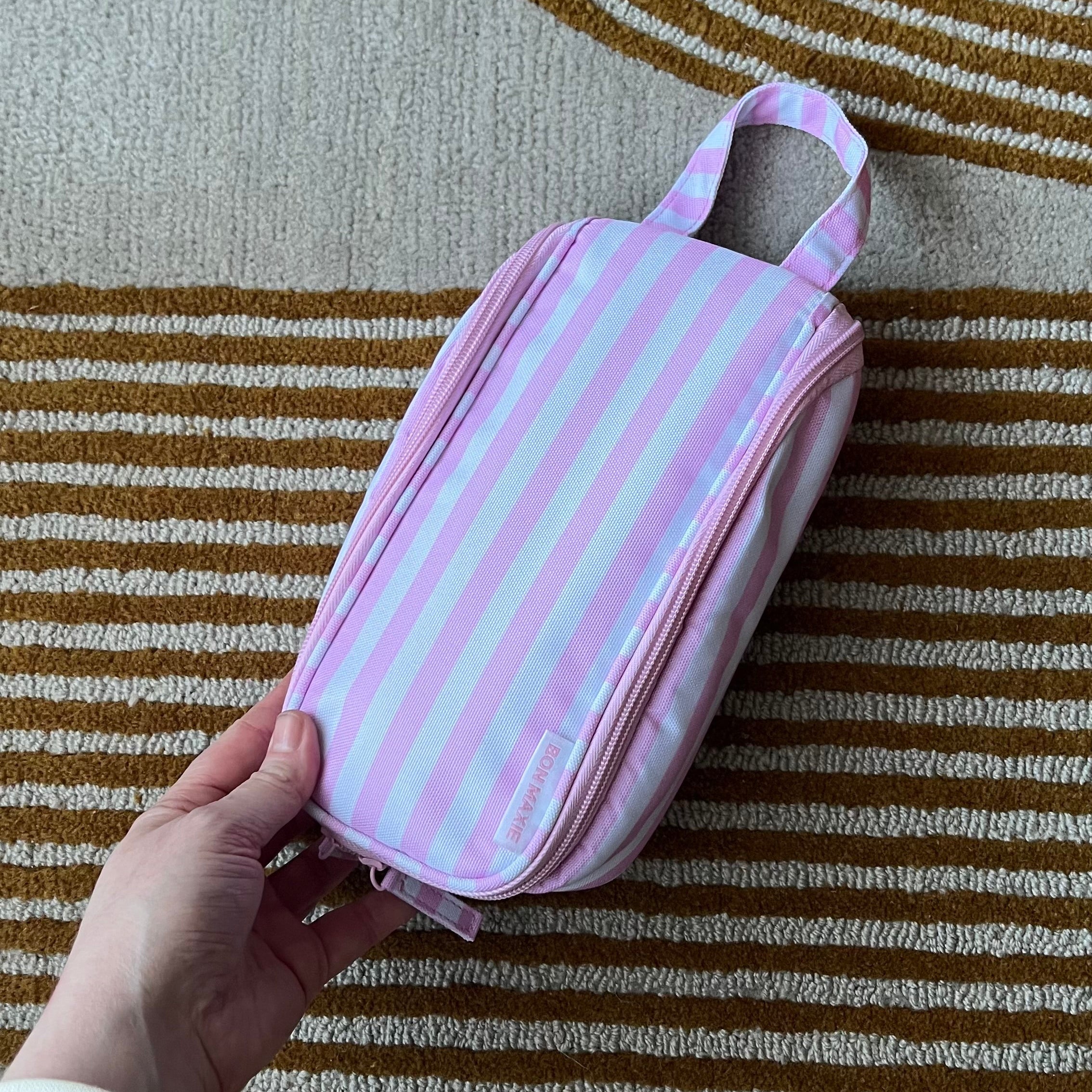 Slimline Hanging Toiletry Bag –  Blush Stripe