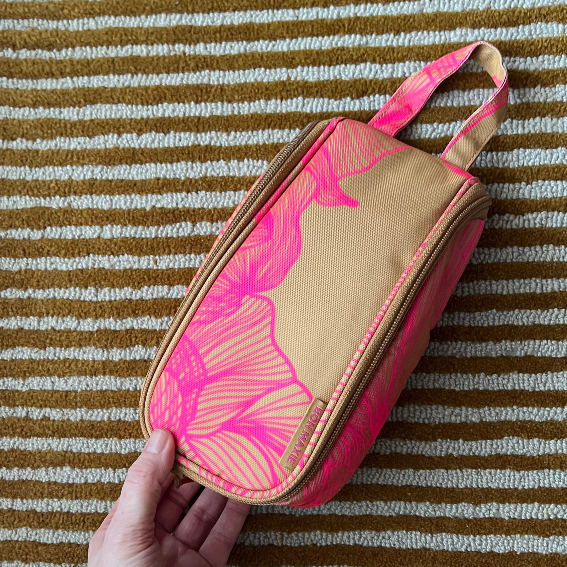 Slimline Hanging Toiletry Bag – Pink/Tan Floral