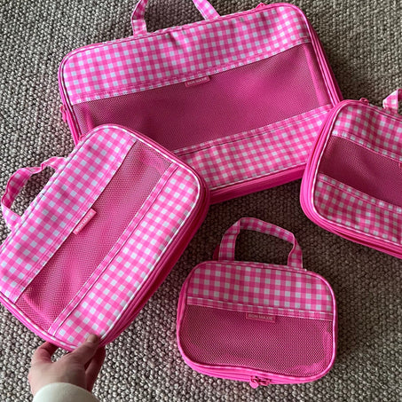 MaxPack Compression Packing Cubes -- Neon Pink Gingham