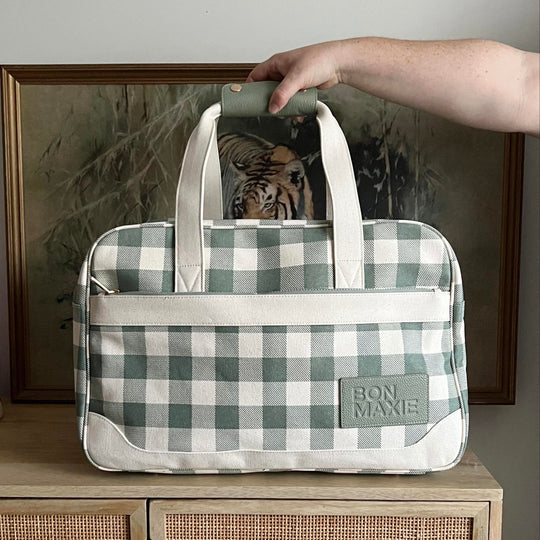 Bon Voyage Weekender Bag -- Sage Gingham