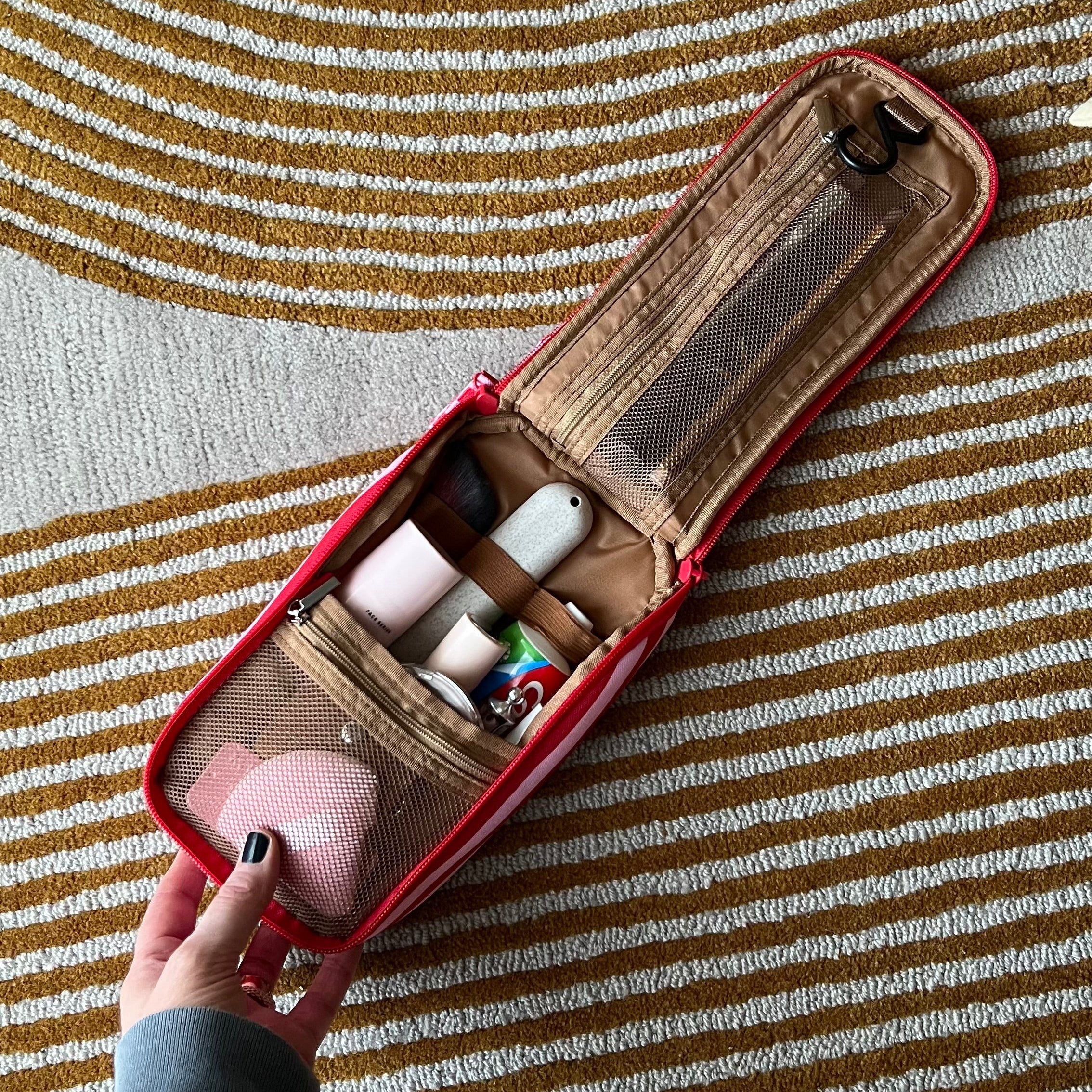 Everyday Slimline Toiletry Bag -- Pink/Red Stripe