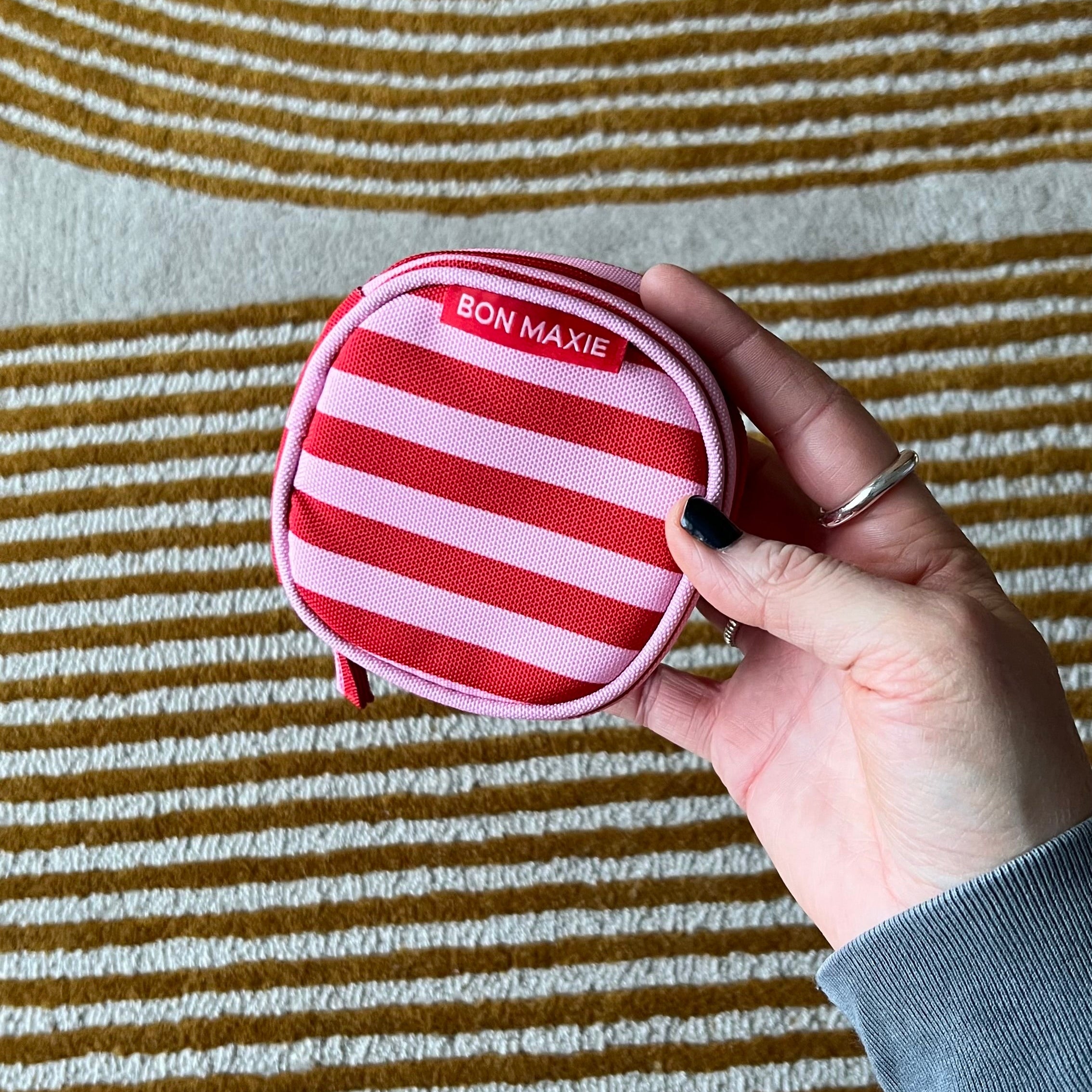 Travel Jewellery Case -- Pink/Red Stripe