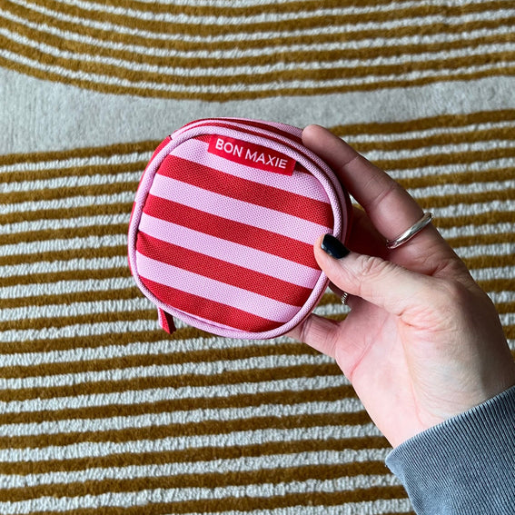 Travel Jewellery Case - Pink/Red Stripe