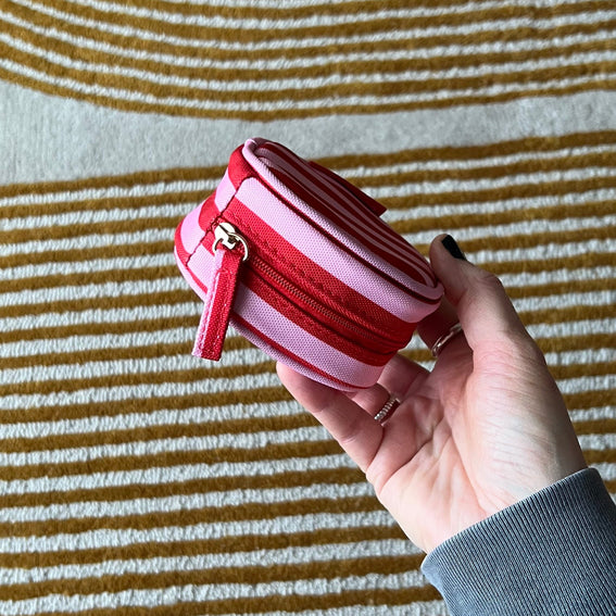 Travel Jewellery Case - Pink/Red Stripe