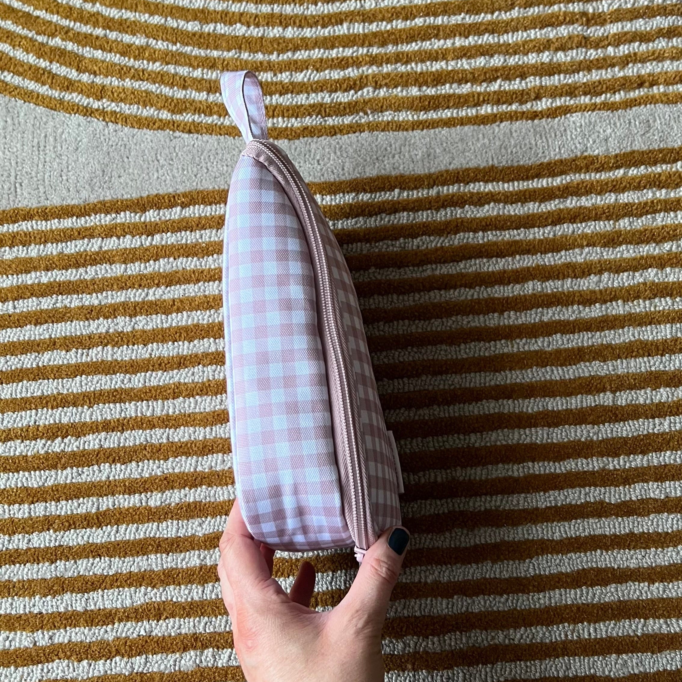 Everyday Slimline Toiletry Bag -- Milk Tea Gingham