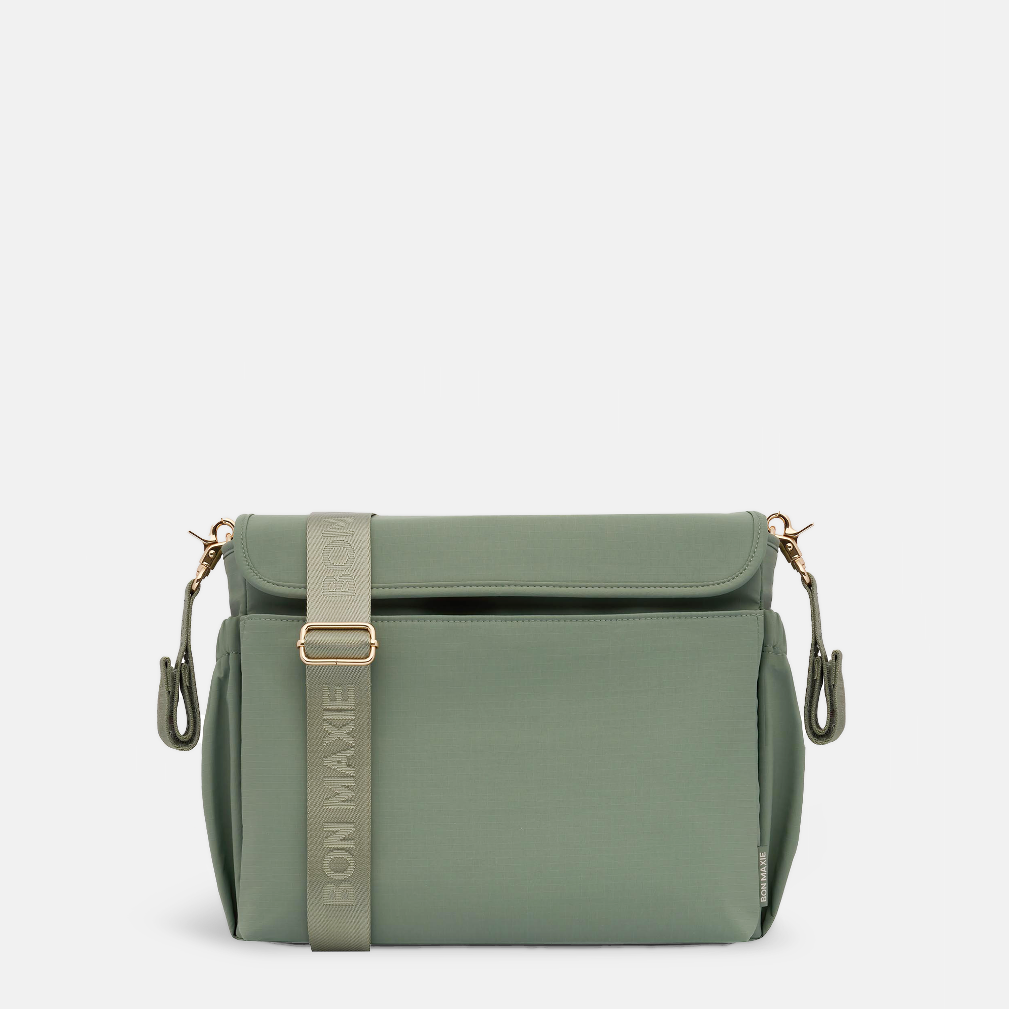 Nappy Bag/Pram Caddy Hybrid in washed nylon - Sage