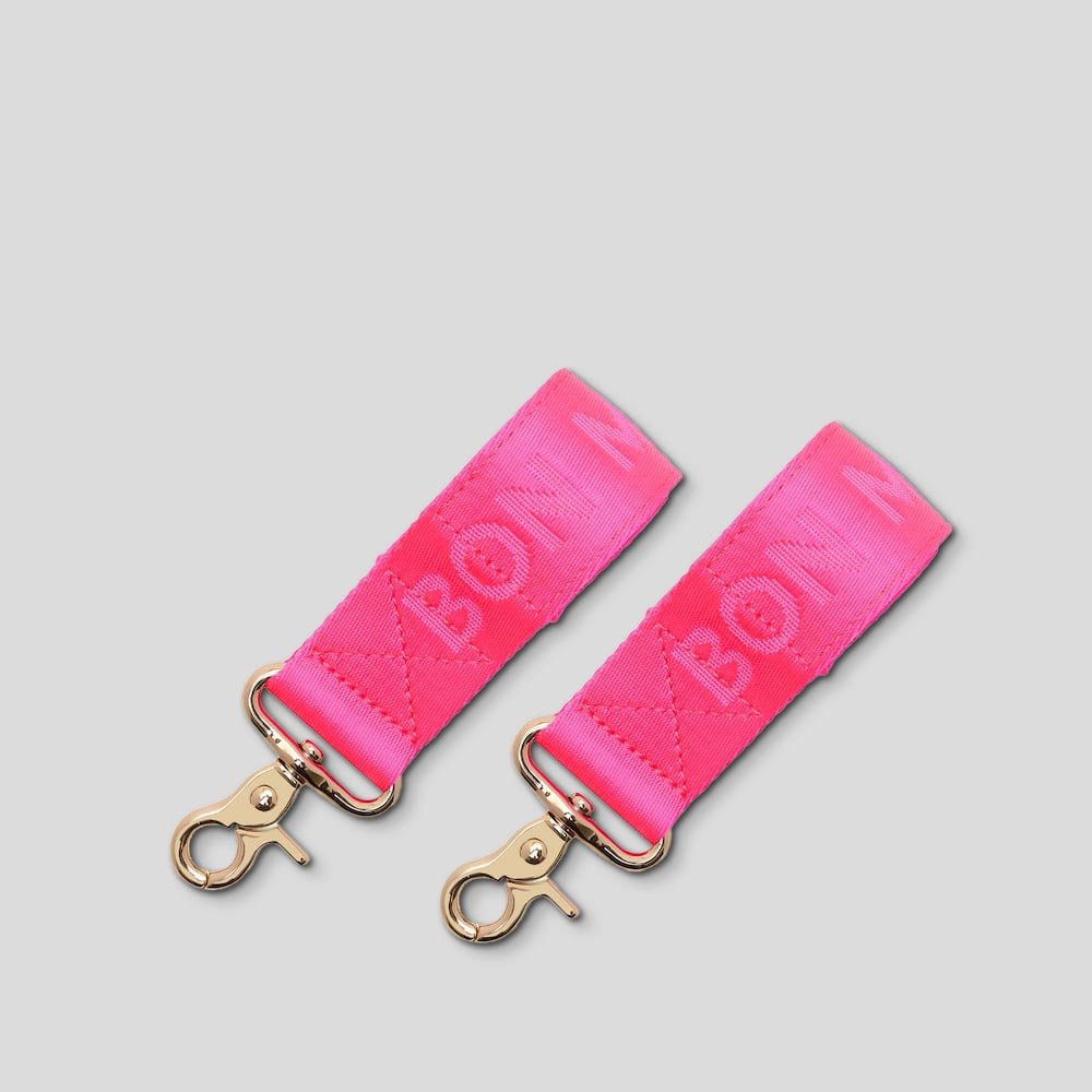 No - Slip Velcro Pram Straps - Neon Pink Baby Accessories NEON PINK / GOLD