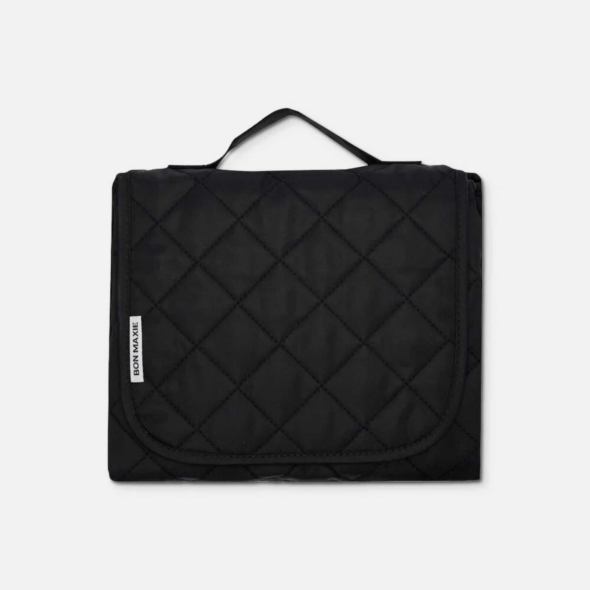 Quilted Change Mat Nappy Clutch in washable nylon -- Black