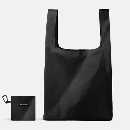 Reusable Shopping Bag with pouch in washable nylon - 2 Sizes -- Black
