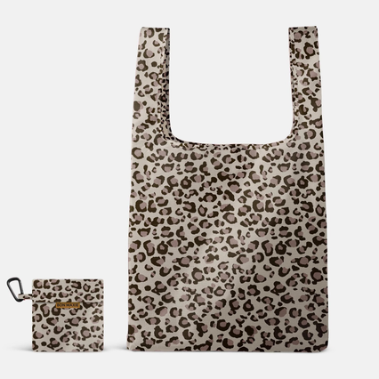 Reusable Shopping Bag with pouch in washable nylon - 2 Sizes -- Leopard